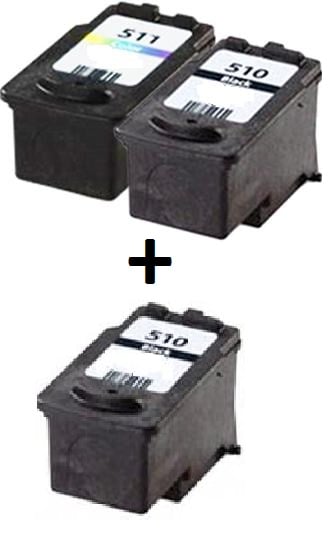 Canon PG-510 and CL-511 Black and Colour High Cap. Remanufactured Ink Cartridges  + EXTRA BLACK
